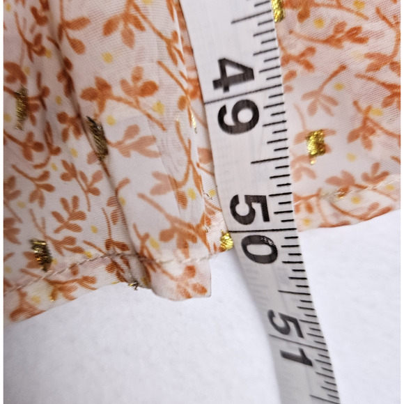 ASOS Curve Maxi Dress Lurex Chiffon Ditsy Floral Cottage Boho Fairy Gold Size 4 - Picture 14 of 16